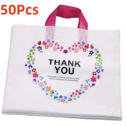 50Pcs Thickening Thank You Gift Bag Clothing Store Shopping Packaging Bags with Handle Wedding Party Candy Gift Bags