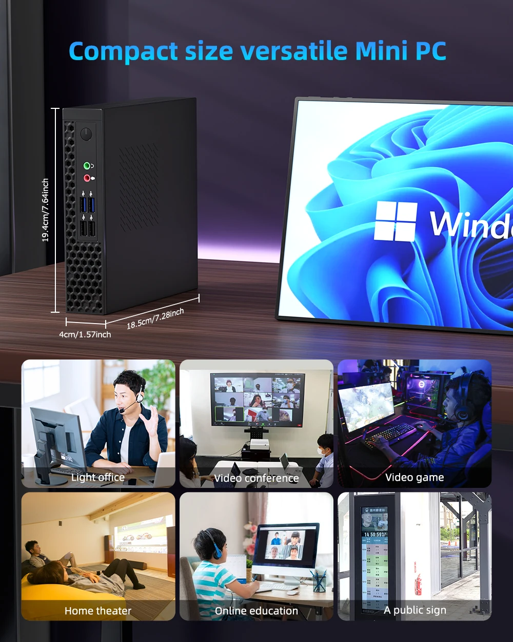 TexHoo Mini PC Gaming Computer Intel Core 13th i5 13500H 12450H AMD R7 5800H  6600H ITX Windows 11 Pro Unit DDR4 NVMe WiFi