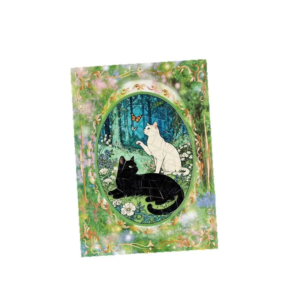 Cute Black Cat Scrapbook Hard Sticker DIY Craft Black Cat Theme Cardboard Bookmark 3D Design Scene DIY Collage Decor Kawaii view 3