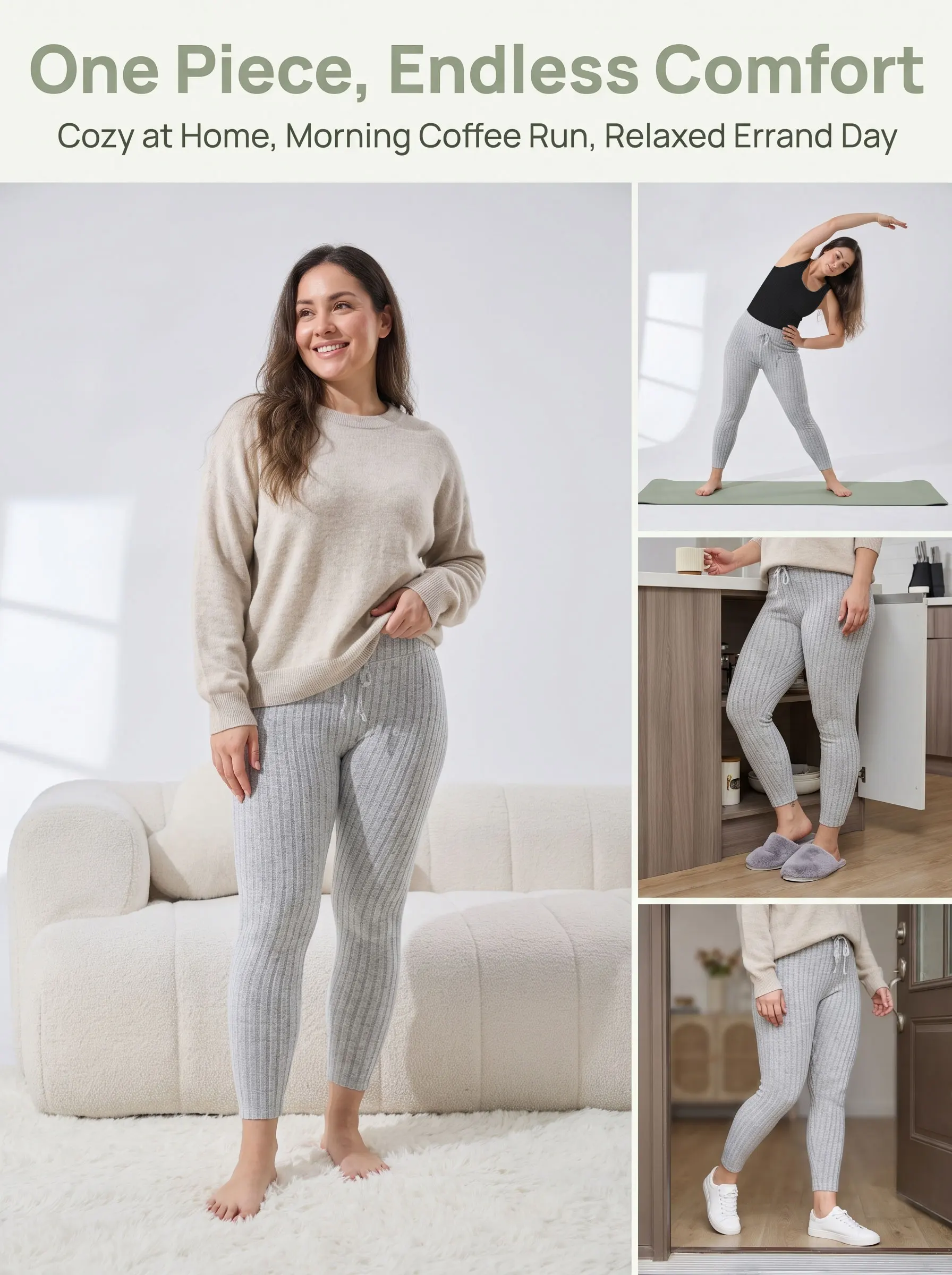Plus-Size High-Waist Yoga-Leggings für Damen, gerippt, bauchkontrollierend, nahtloser Look, dehnbarer Strick, Yoga-Hose für Workouts und Alltag. – Detail 3