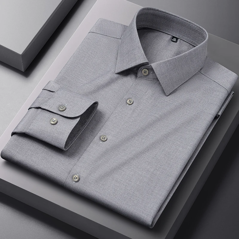 New Modal Men Shirt Long Sleeve Slim Fit Business Casual White Office High Quality Long Sleeve Shirt for Men Anti-wrinkle 4XL