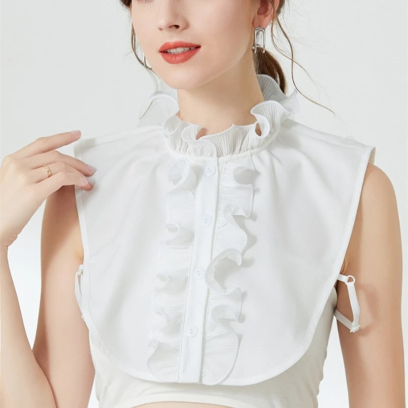 클래식 시폰 셔츠 여성용 가짜 칼라 탈부착 가능 조절 가능한 레이스 옷 블라우스 가짜 칼라 여성용