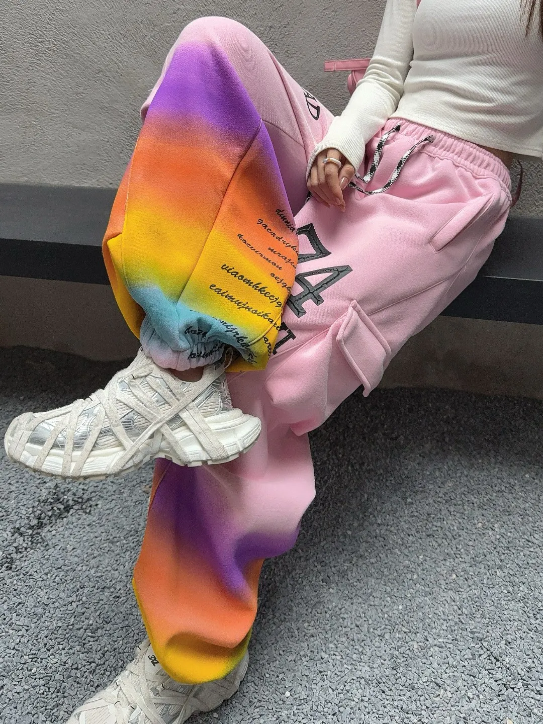 Multicolor Stampa Tasca Pantaloni di Grandi Dimensioni Donna 2025 Autunno Giapponese Coreano Lettera di Moda Pantaloni Harem Abiti Y2k Vestiti Outwear