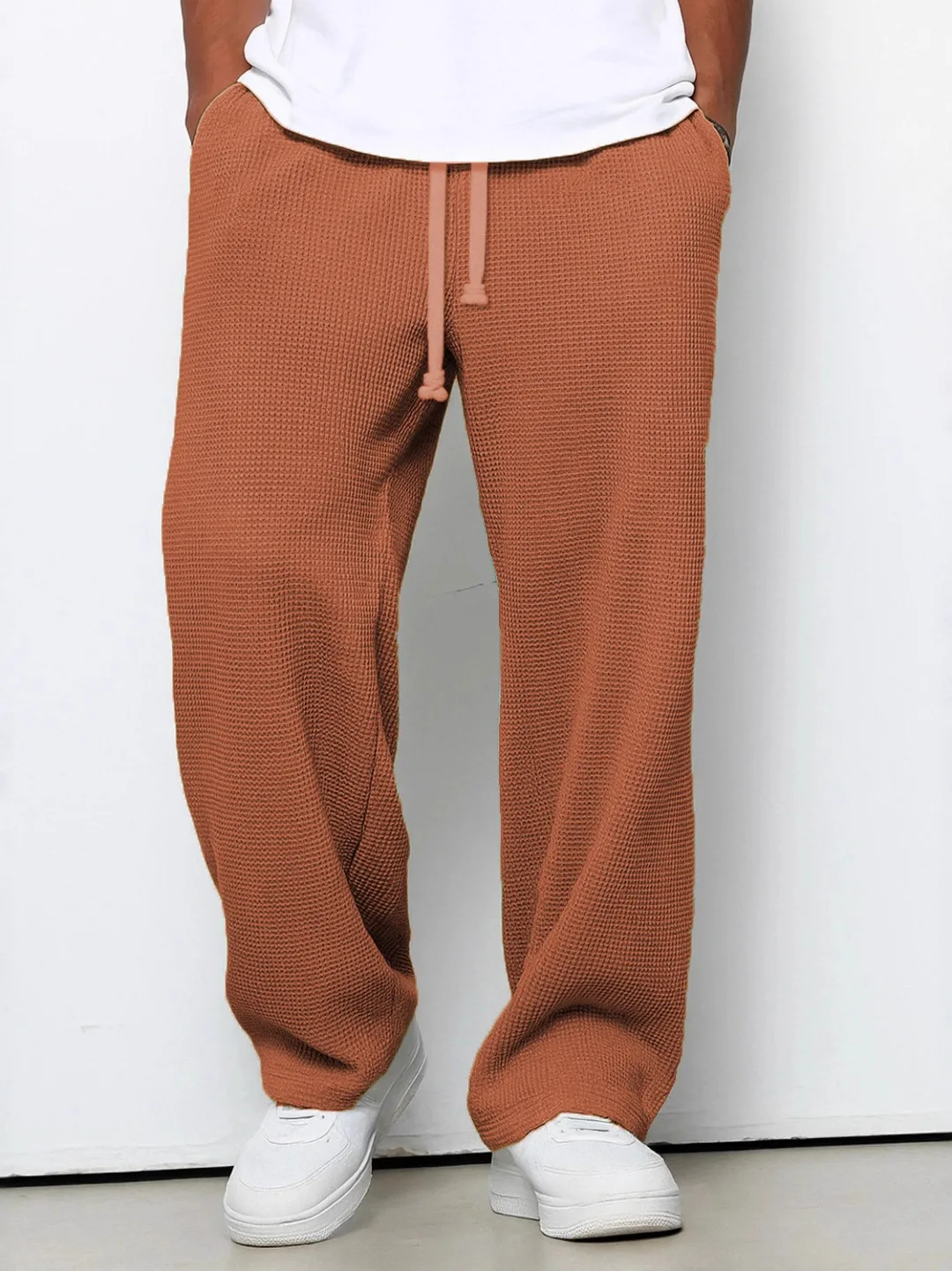 

Loosefitting Spor Casual Sweatpants Straight Leg High Waist PVC Fabric Neutral Cleanfit Sle Polyester Fiber mid Stretch