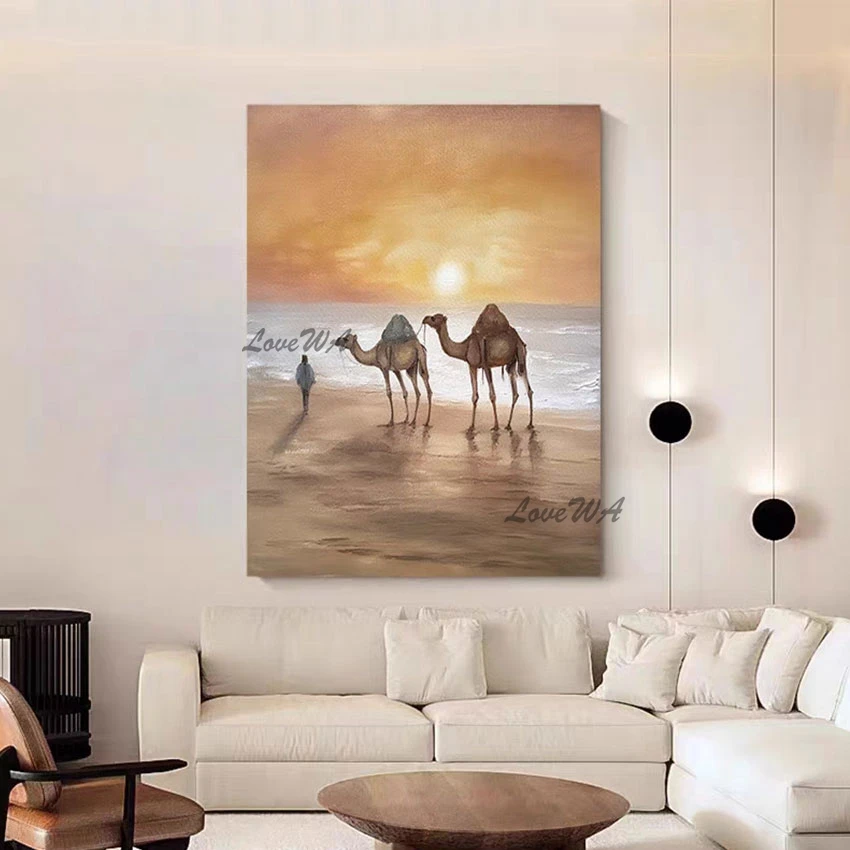 Camel In The Sunset Abstract Animal Canvas Painting High Quality Decorative Items For Home Modern Art Picture Custom Artwork