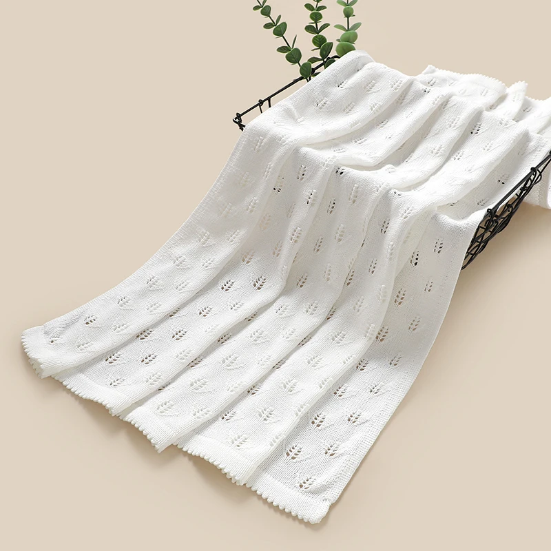 Детские одеяла вязаные 90*70 см для новорожденных мальчиков и девочек, пеленка для коляски, спальные вещи, однотонные хлопковые детские одеяла, коврик