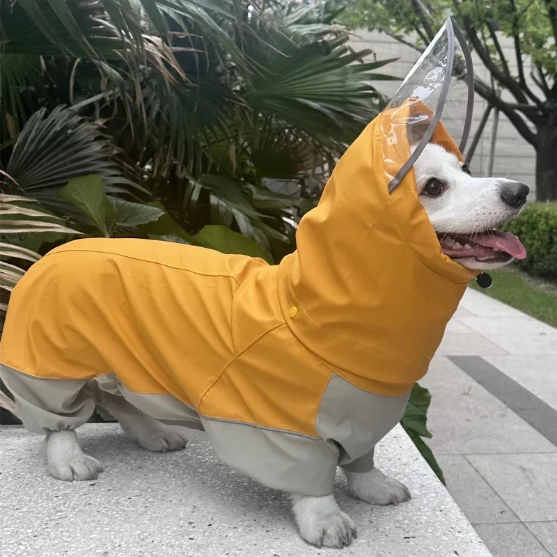 Welsh Corgi Dog Raincoat Pug French Bulldog Clothes Waterproof Clothing American Bully Pitbull Dog Clothing Jumpsuit Pet Apparel