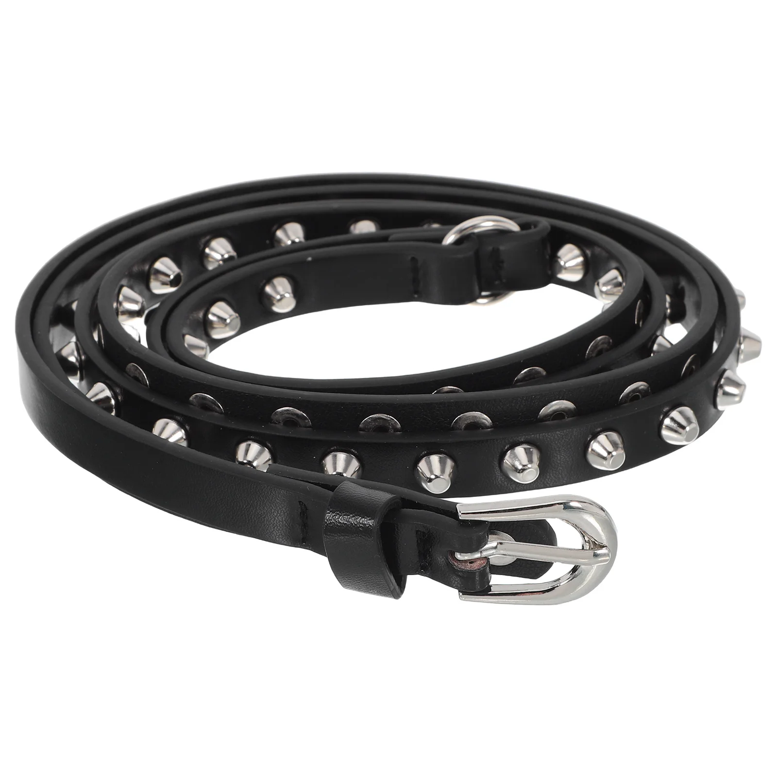 

Black Studded Belt Design Vintage Fake Punk Style Waist Band for Women Men Costume Accessories