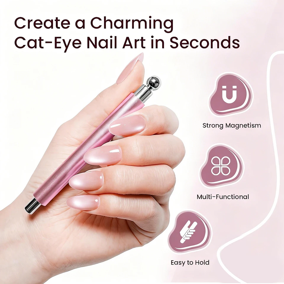 LINMANDA imán de uñas ojo de gato de doble cabeza 3 en 1, herramienta de diseño multifuncional para DIY 3