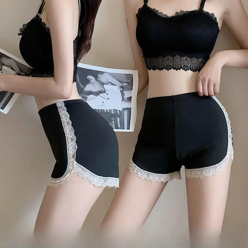 Los pantalones de seguridad que las mujeres pueden usar el verano fino con una base de borde de encaje sexy pantalones cortos de seguro transpirables sinrollados cómodos