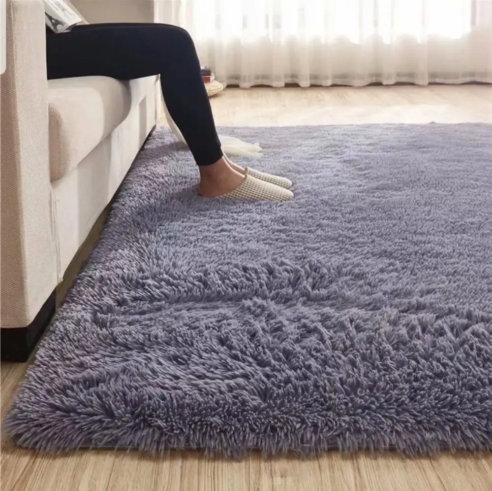 Ковер Fluffy Rug Carpet For Living Room Decor Soft Kid Bedroom Faux Fur Shaggy Plush Area Rug Non-Slip Floor Mat Home Blue Grey