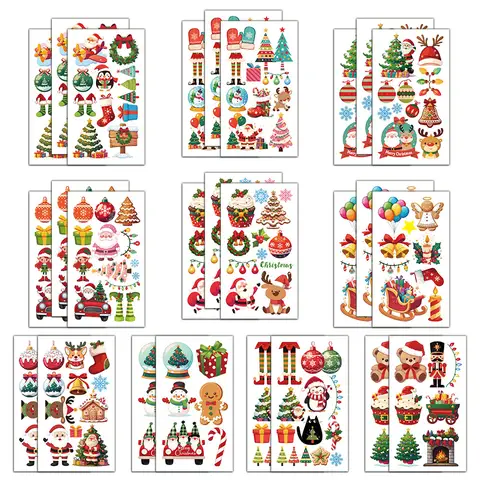 10PCS Creative Christmas Cartoon Character Tattoo Stickers Safe, Non Toxic, Washable Tattoo Stickers