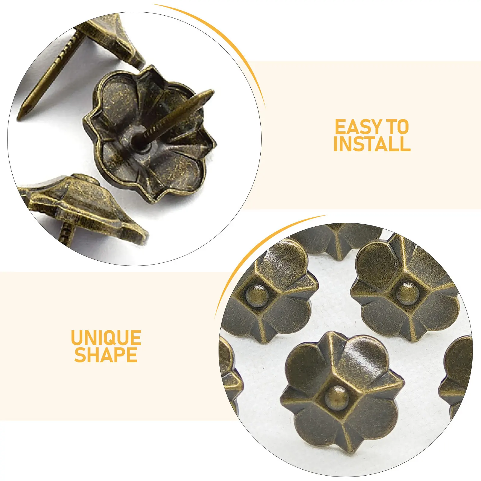 30Pcs Bronze Four Leaf Clover Upholstery Tacks Heavy Duty Decorative Furniture Tacks for Sofa Chairs Barn Doors