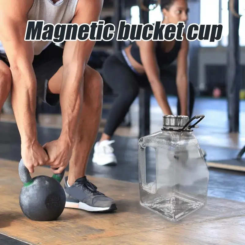 

Workout Water Bottle 2.7L Dumbbell Water Jug With Magnet Clear Big Capacity Sports Kettle With Leak Proof Lid For Women Drinking
