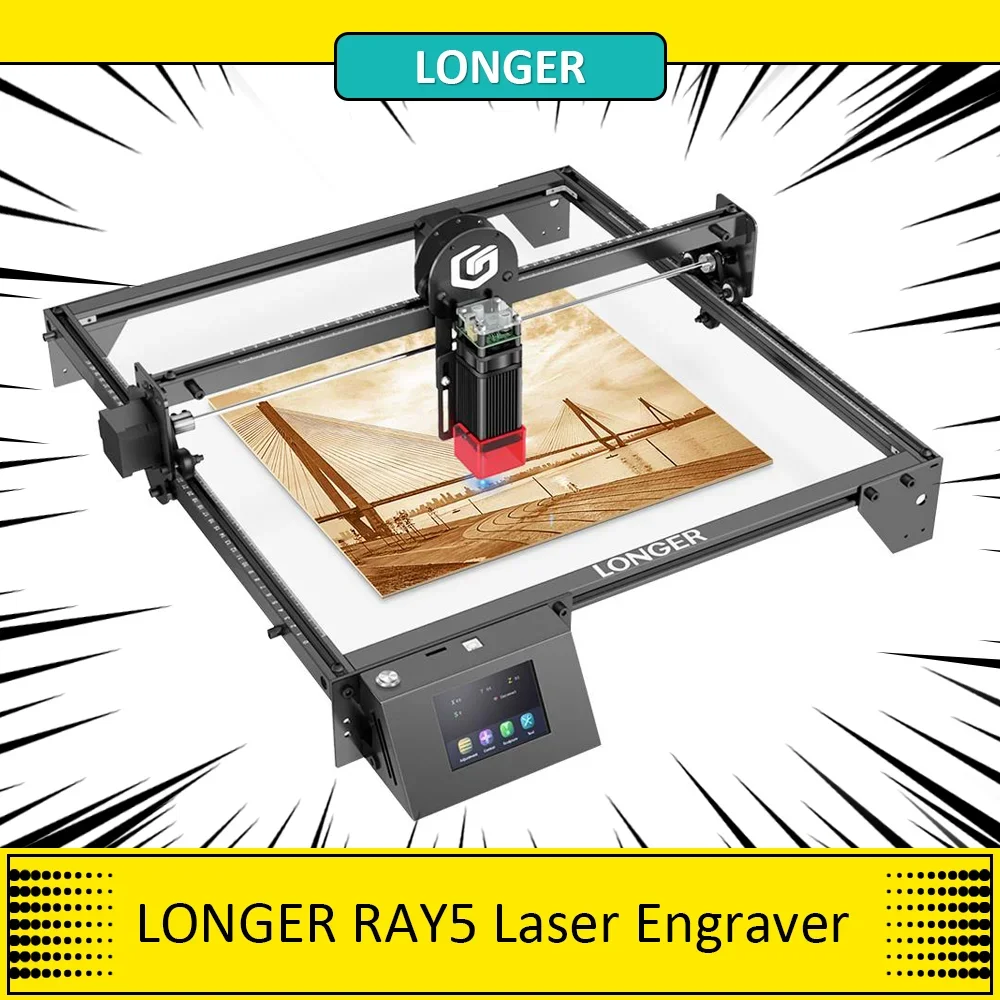 Dłuższy grawer laserowy RAY5 10W, punkt laserowy 0.06x0.06mm, ekran dotykowy, rzeźba W trybie Offline, 32-bitowy Chipset, połączenie WiFi