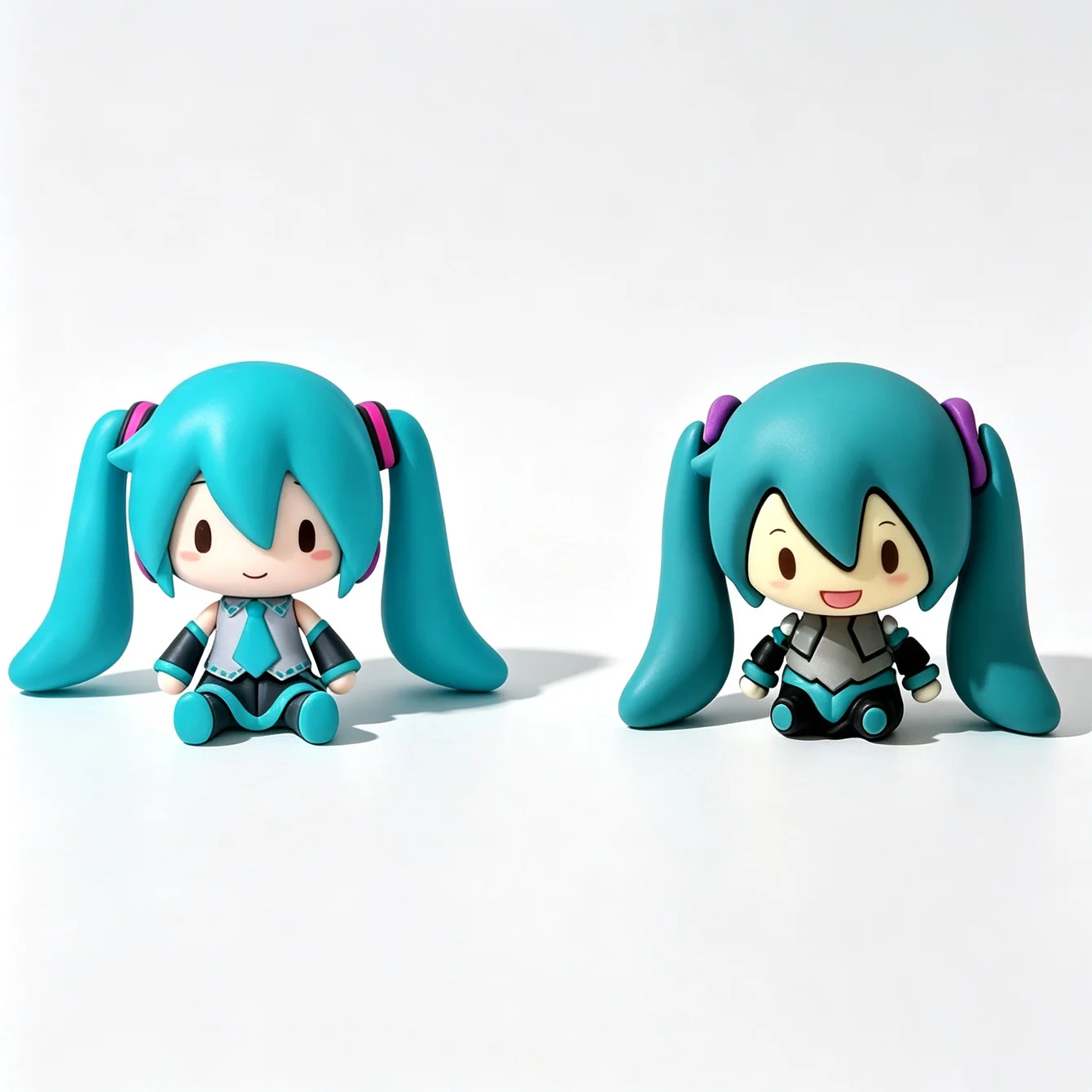 Hatsune Miku Chibi Inspired Figure Set | Vocaloid Q Style Sitting PVC Statues For Display, Decoration & Gift