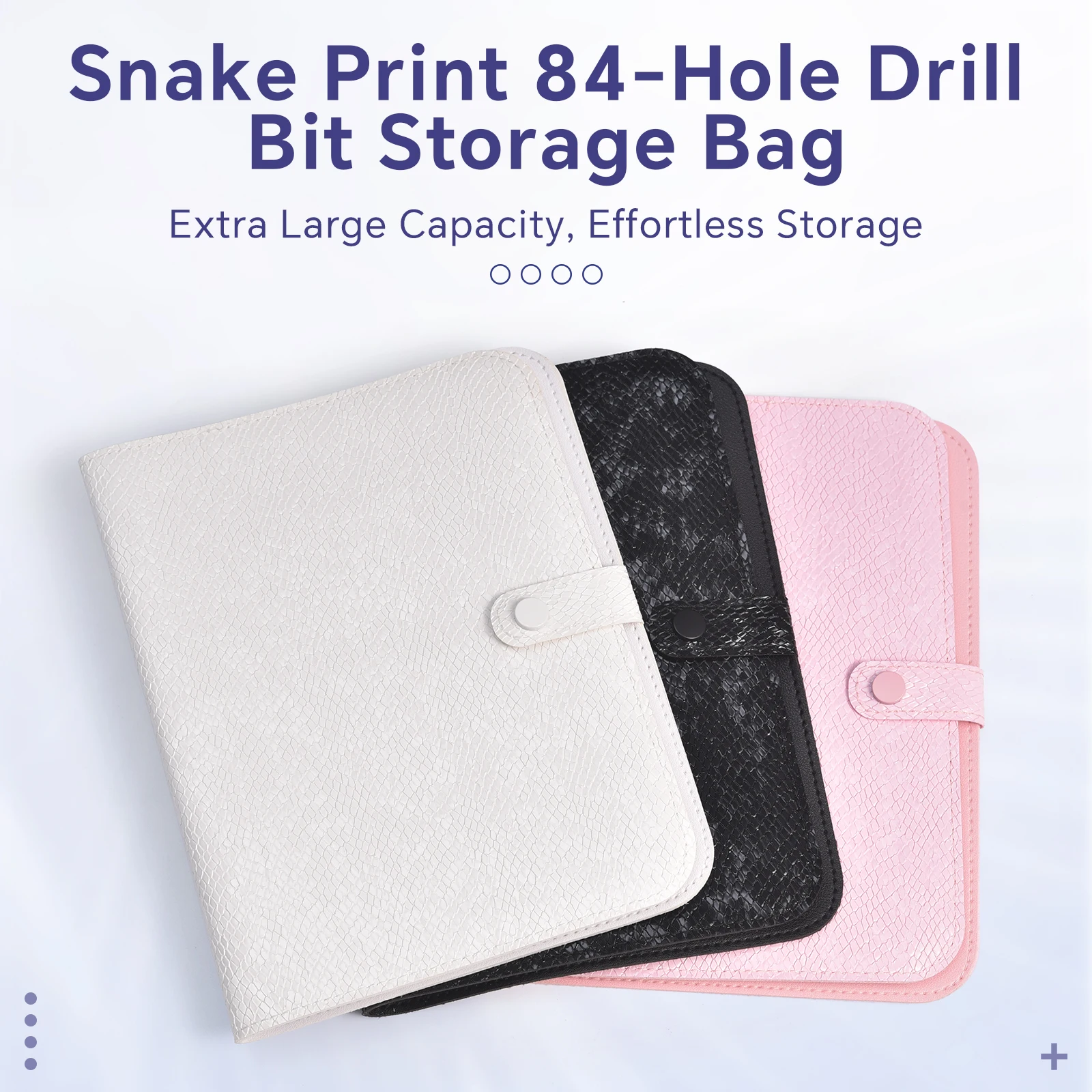 Bolsa organizadora de brocas de 84 buracos, estampa de cobra, preto, branco, couro pu, portátil, acessório de manicure, faça você mesmo, armazenamento de ferramentas de arte de unhas
