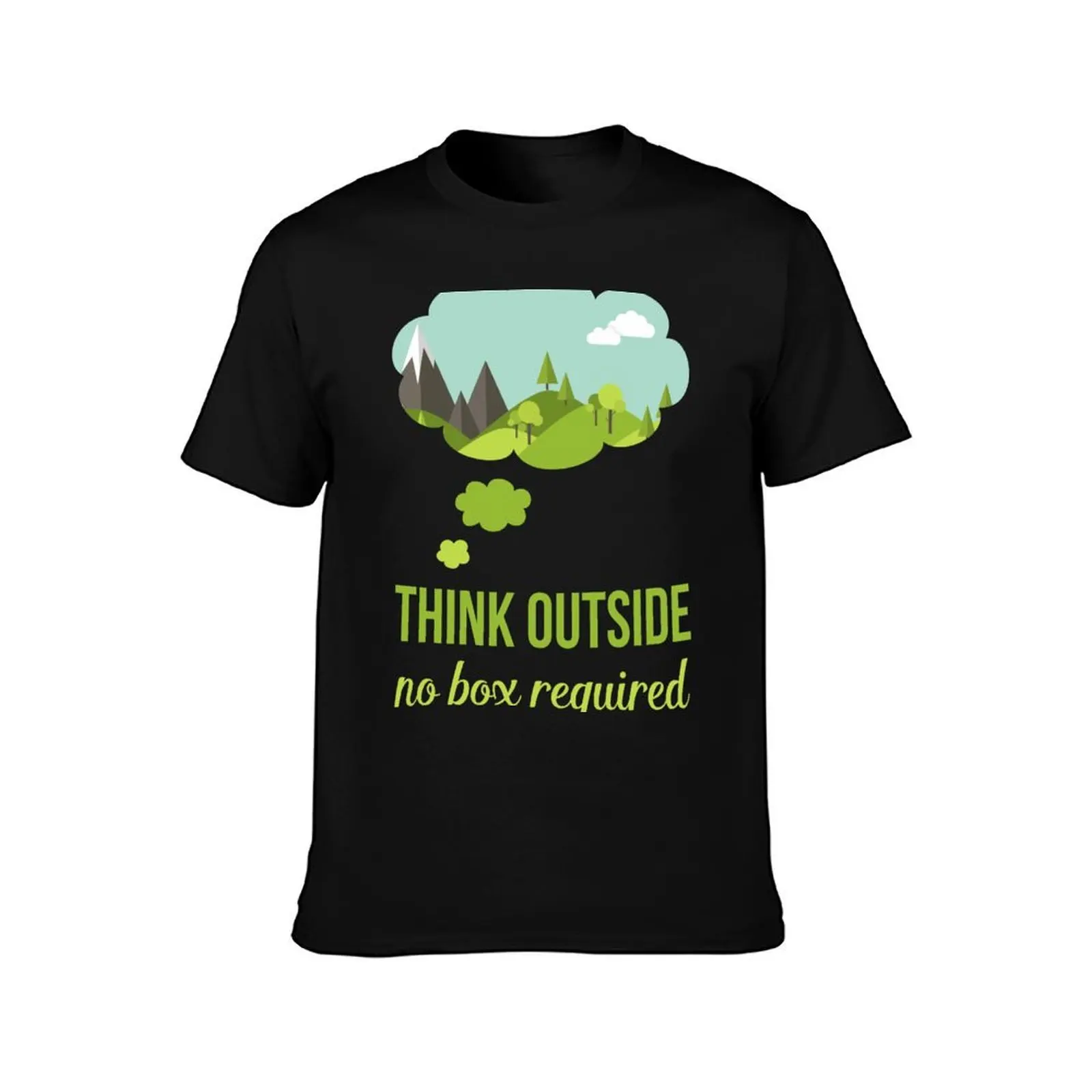 Think Outside No Box Required Walking Hiking T Shirt T-Shirt Summer Casual Cotton Tee, Unisex Men Women
