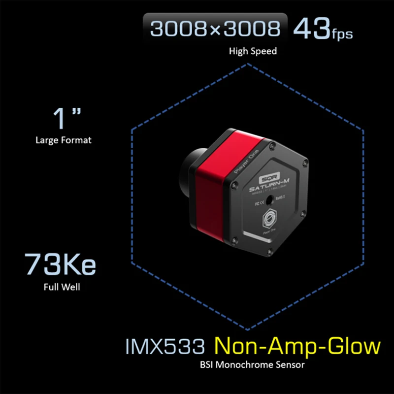 

Player One Saturn-M SQR USB3.0 Mono Camera (IMX533) Planetary Camera
