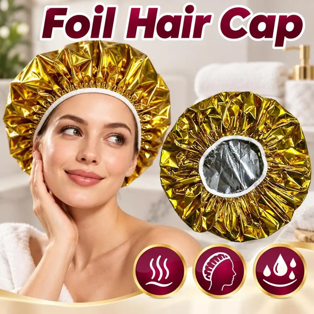 1-3Pcs Gold Aluminum Foil Hair Cap Elastic Heat Insulation Processing Caps For Hair Mask Hot Oil Dye Salon Home Hair Care Tools