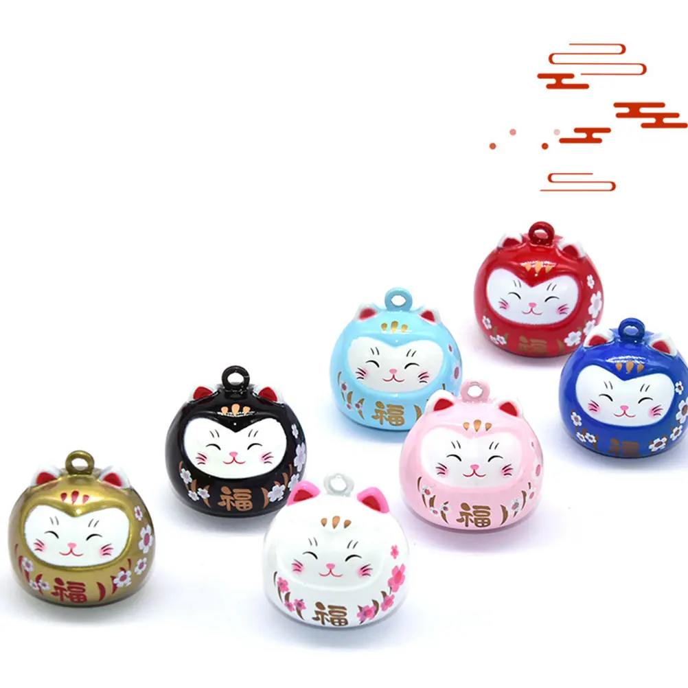 النحاس فورتشن القط أجراس قلادة اليابانية ختم جرس شنقا ديكور المحمولة قابلة لإعادة الاستخدام لحقيبة الظهر زي سوار هدية السنة الجديدة