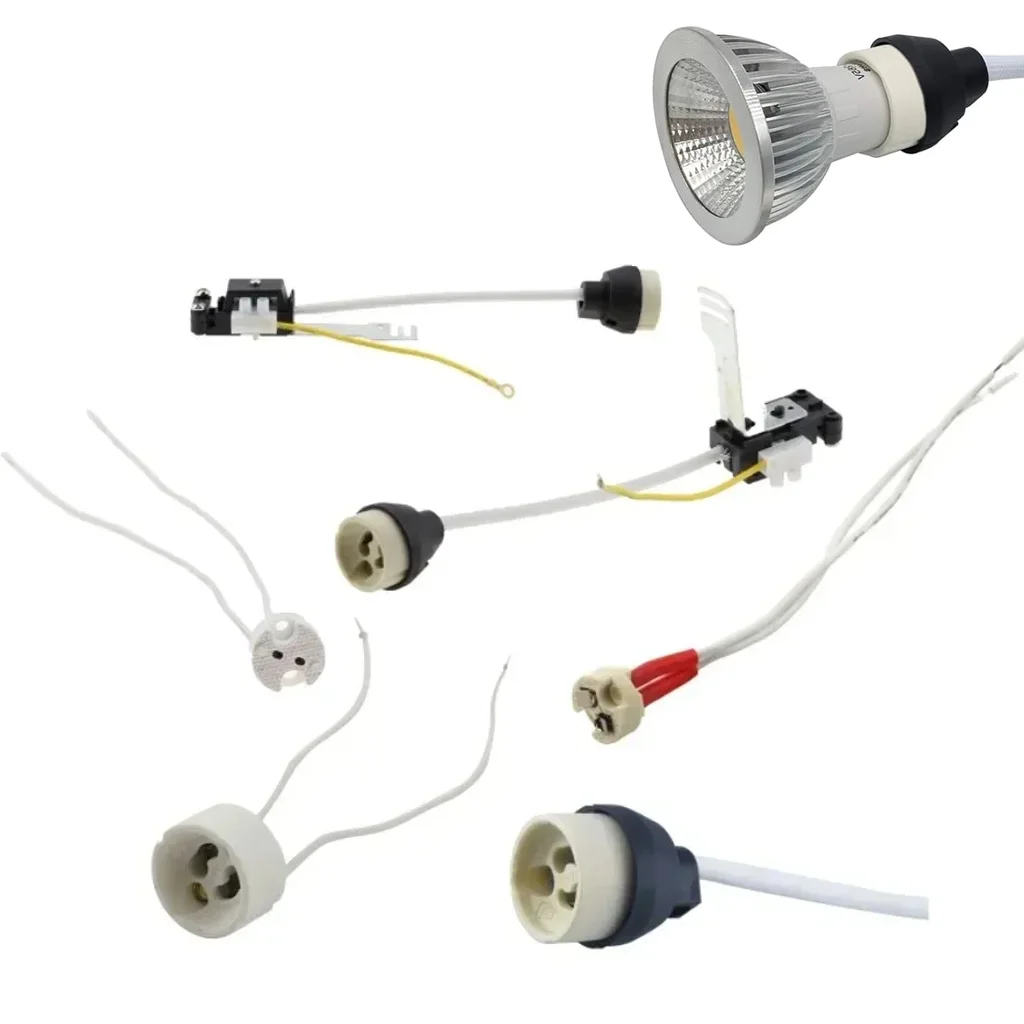 1/5PCS MR16 GU10 Socket Lamp Holder with Wire Ceramic Halogen Pottery Adapter Extension Wire Connector for LED Halogen Light