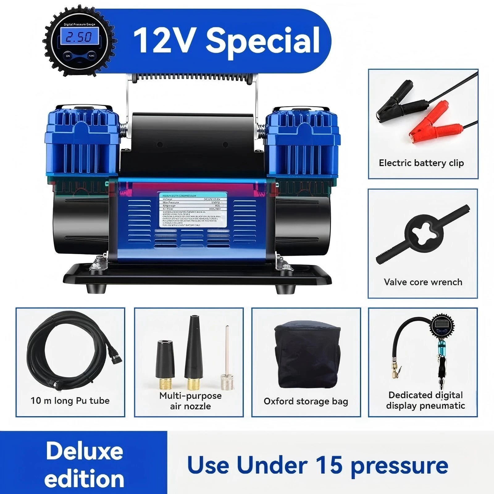 Upgrade Vehicle Mounted Dual Cylinder Inflation Pump  Desert Off-road SUV Truck Agricultural Vehicle Tire Inflation Pump