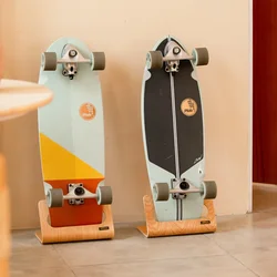 Sleek Wooden Skateboard Mount Rack Dual Board Storage Shelf Carved Skate Decks Display for Sports Enthusiasts