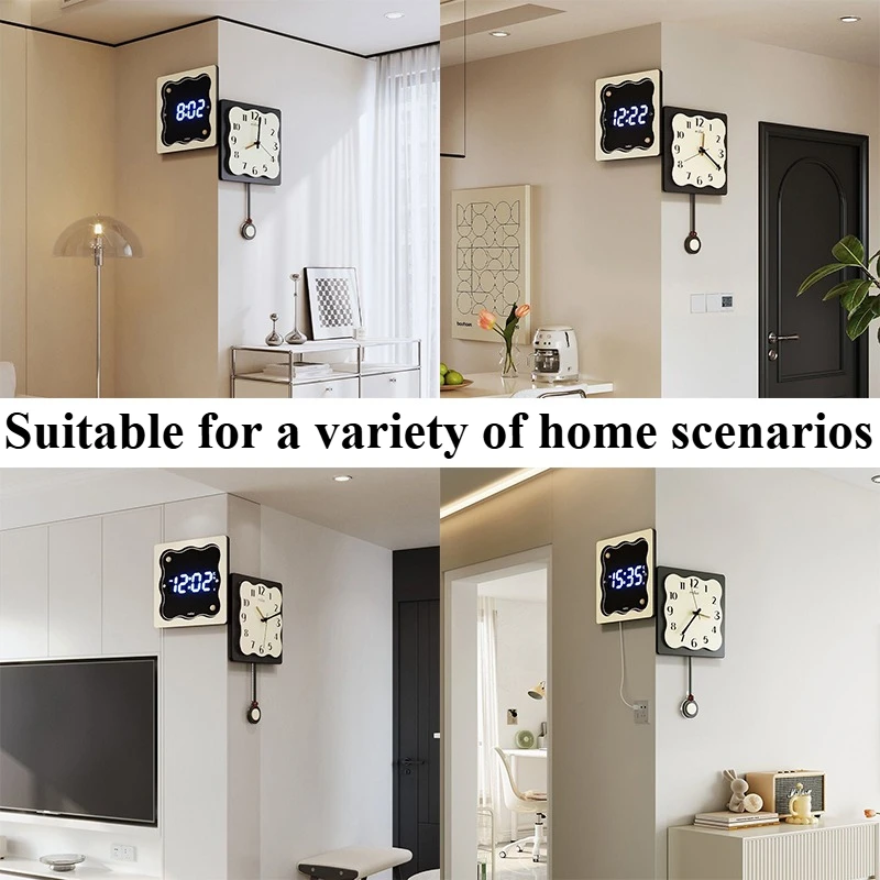 Art Wall Clock Design Electronic Digital Independent Display Wall Clocks Simple Nordic Multifunctional Aesthetic Room Decoration