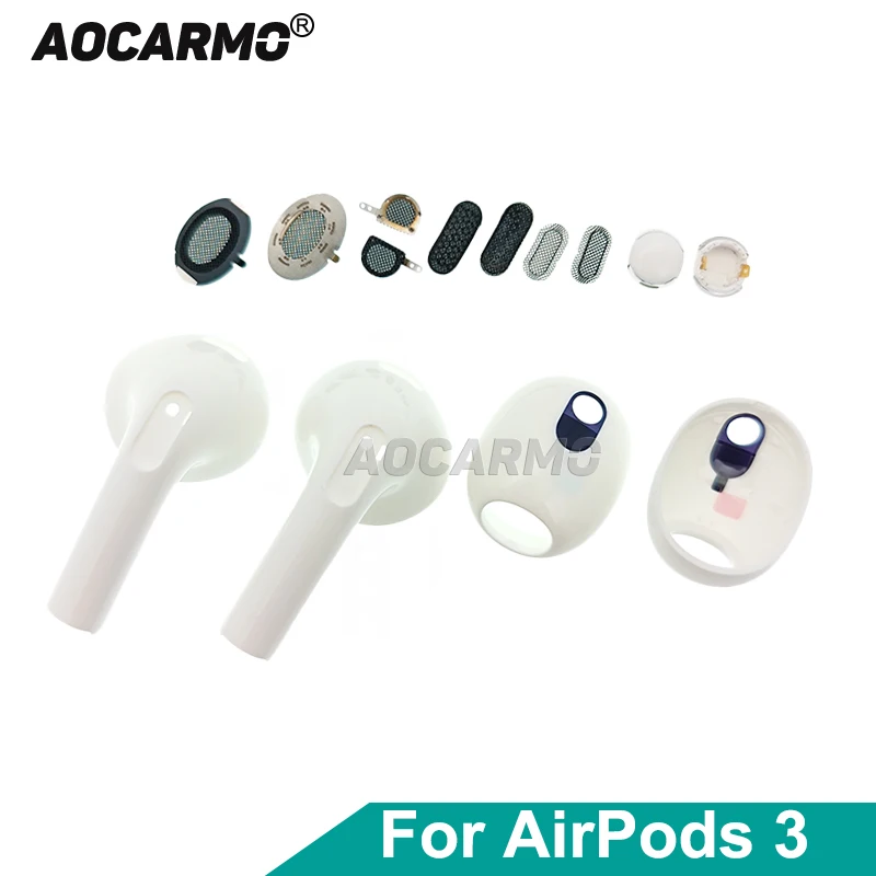 Aocarmo For Apple AirPods 3 A2565 A2564 Earphone Housing Full Set Case Cover Left Right Shell Dust Net Steel Mesh Replacement