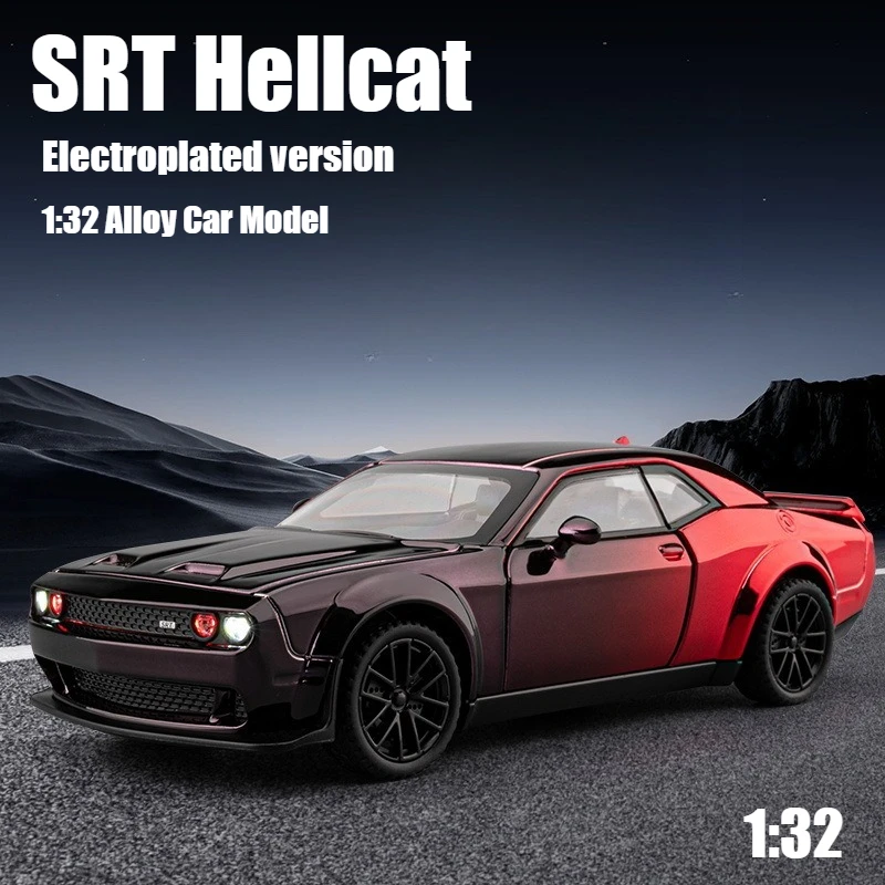 1:32 SRT Hellcat Electroplated Version Simulation Alloy Car Model Sound and Light Sound Effect Desktop Ornament Toy Gift