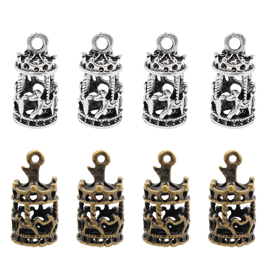 10PCS Zinc Alloy Carousel Charms For Jewelry Making Vintage Necklace Bronze Silver Color DIY Accessories