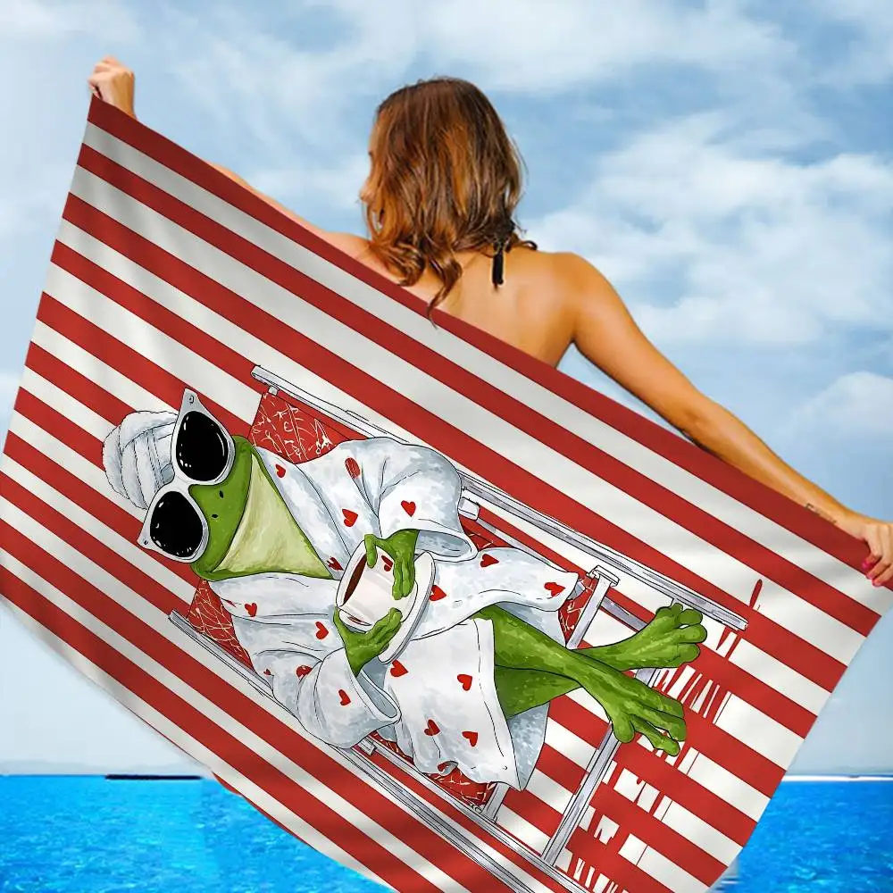 Cute Funny Animal Ins Cartoon Microfiber Printed Beach Towel Mountain Climbing Yoga Beach Swimming Running Absorbent Soft Towel