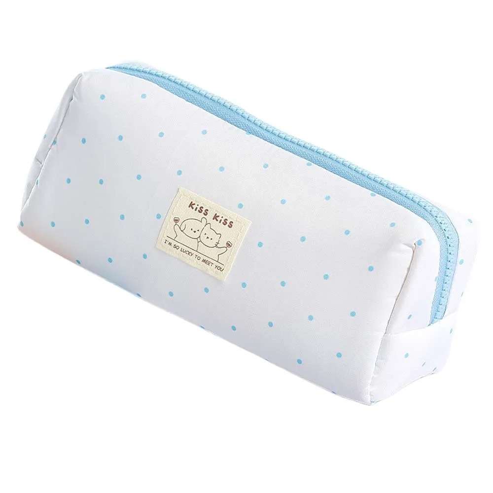

Cloth Korean Dots Pen Bag Cute Animal Dot Milk Puff Kitten Polka Dot Stationery Bag Large Capacity Cartoon Pencil Pouch School