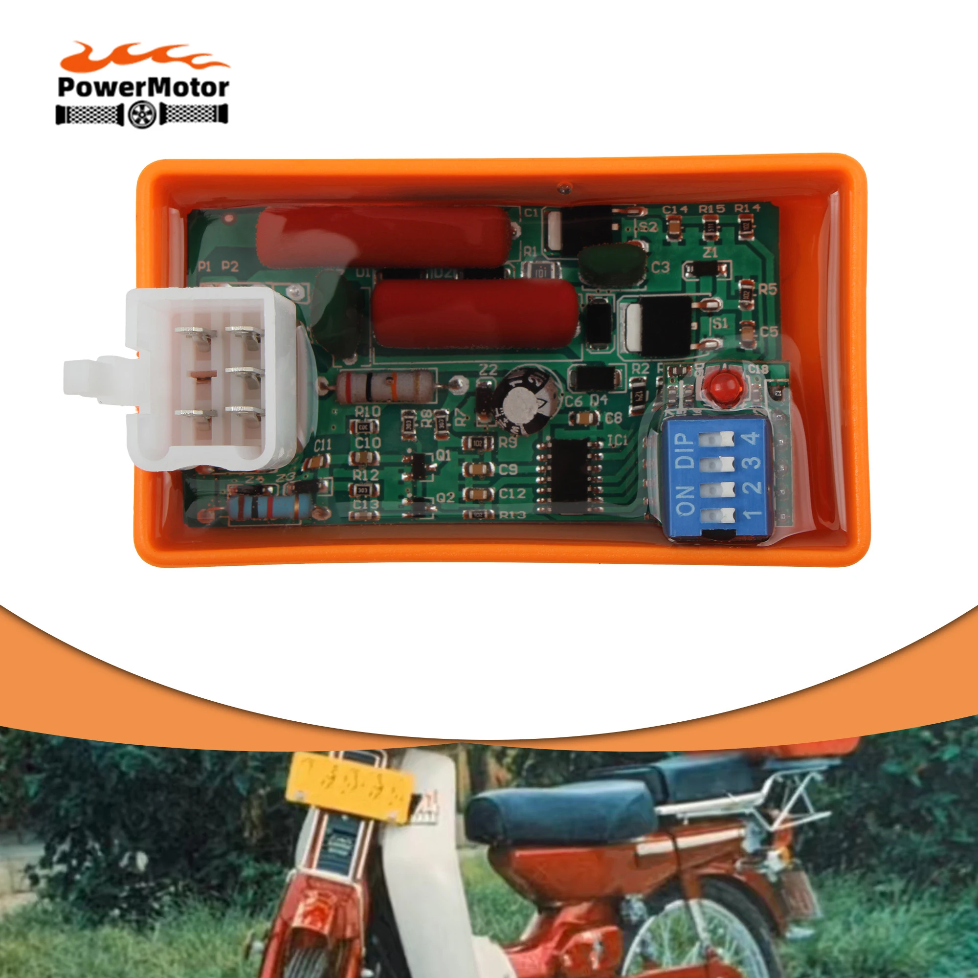 

Motorcycle Ignition 5 Pin AC CDI Box with DIP Switch Speed limit4000-12000 For WAVE100 Racing YX140 Competitive Racing Tool