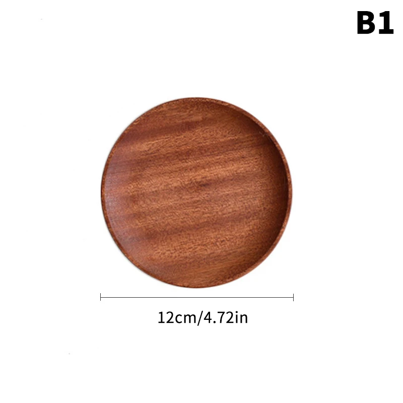1PC Houten Dienbladen Ovale Houten Dienblad Schalen voor Serveren Voedsel Gerechten Dinerborden Massief Houten Ronde Dessertbord