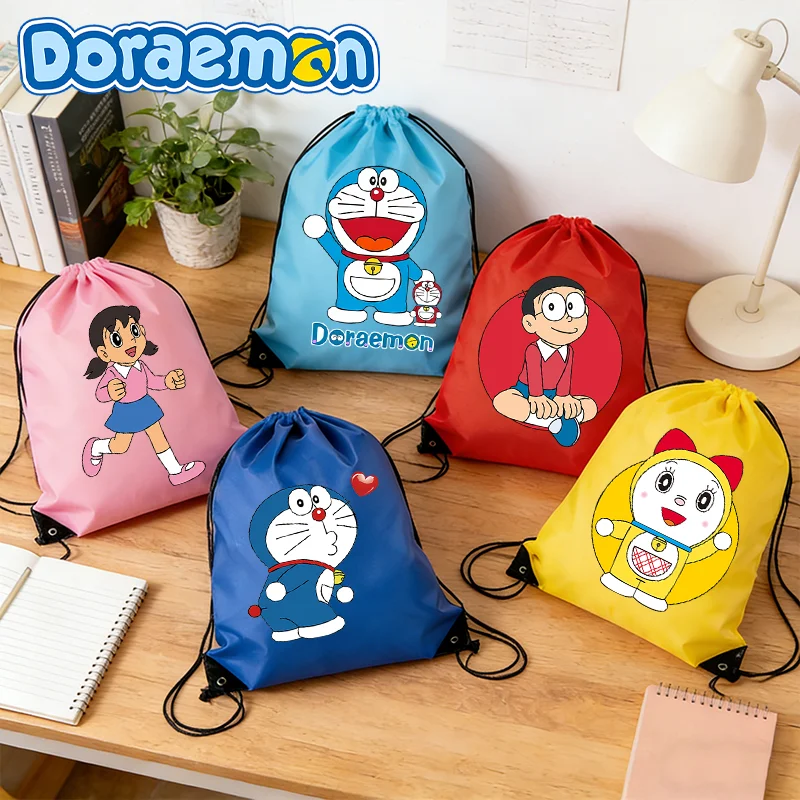 

Сумка на шнурке с принтом Дораэмон, водонепроницаемая, с карманом, большая вместимость, мешок-сумка для хранения одежды для взрослых, милые подарки