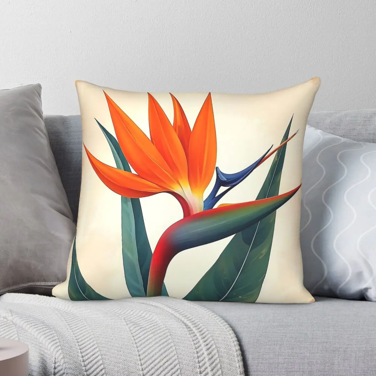 Bird Of Paradise Tropical Flower Square Pillowcase Polyester Linen Velvet Creative Decorative Pillow Case Bed Cover Wholesale