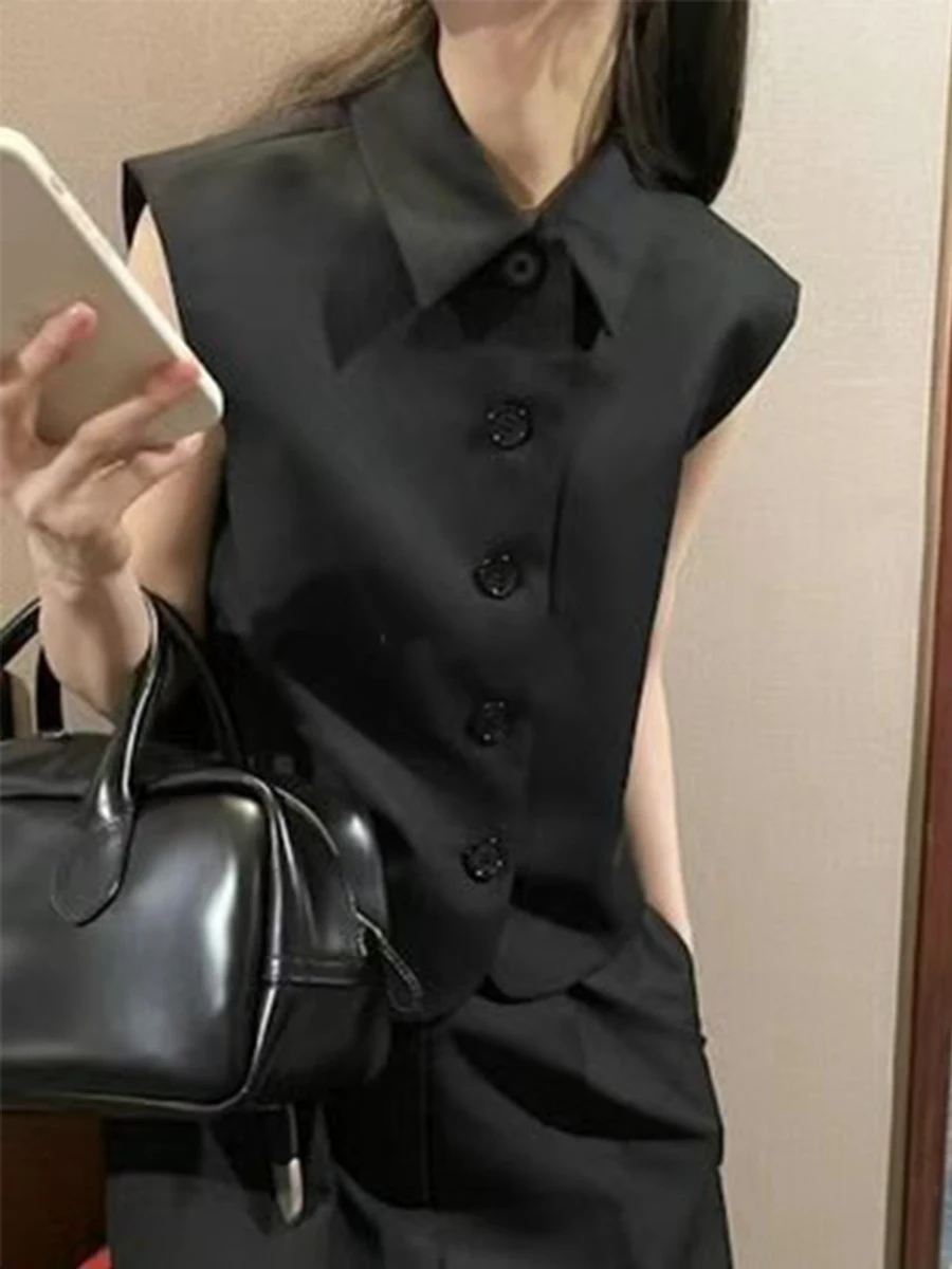 

East Gate 2025 Spring New Sle Slimming Collar Buttoned Vest Jaet Women Casual irt Pure Color Commute Sle