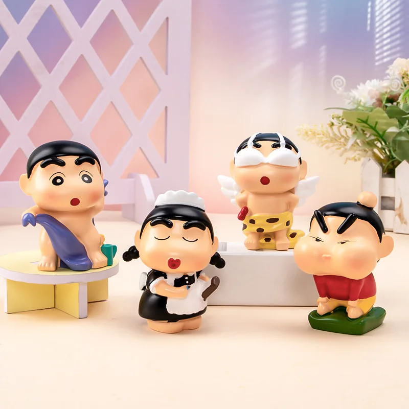1 pièces Style aléatoire Anime Crayon shin-chan histoires Q Version figurine PVC modèle jouets poupée ornement de bureau cadeaux en boîte