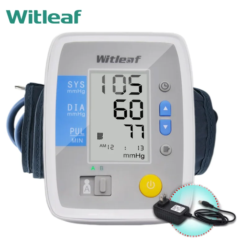 Witleaf Opladen Arm Automatische Bloeddrukmeter LCD BP Bloeddrukmeter Drukmeter Tonometer voor