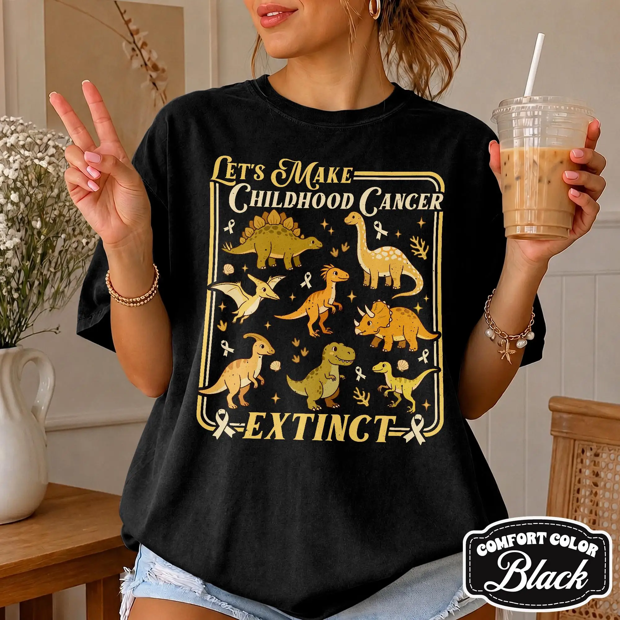 Childhood Cancer Dinosaur Shirt, Let's Make Childhood Cancer Extinct Tee,  Pediatric Cancer Awareness Tshirt