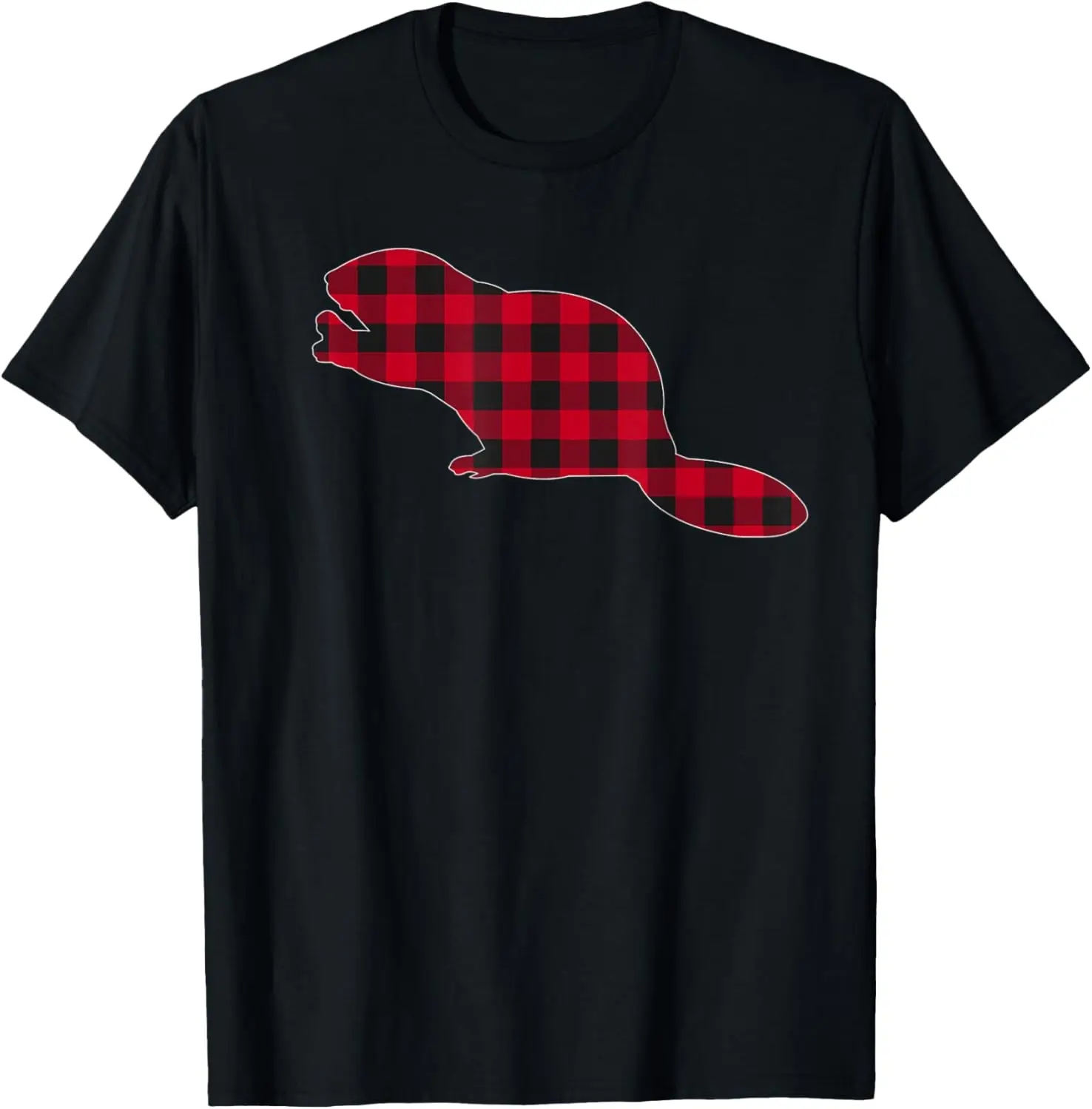 

Red Plaid Beaver Christmas Matching Buffalo Family Pajama T-Shirt