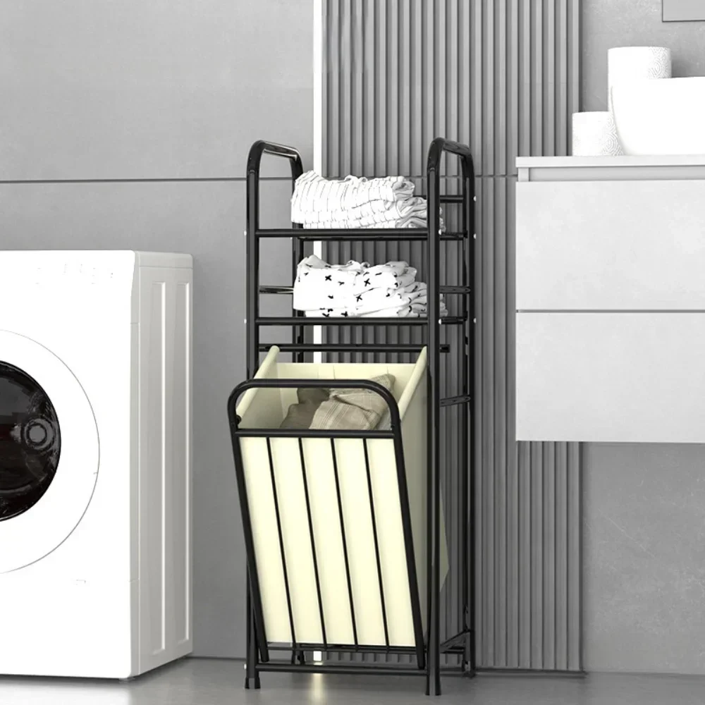 

Dirty Clothes Storage Basket Rack Balcony Toilet Dirty Clothes Shelf Household Capacity Large Bathroom Rack with Laundry Basket