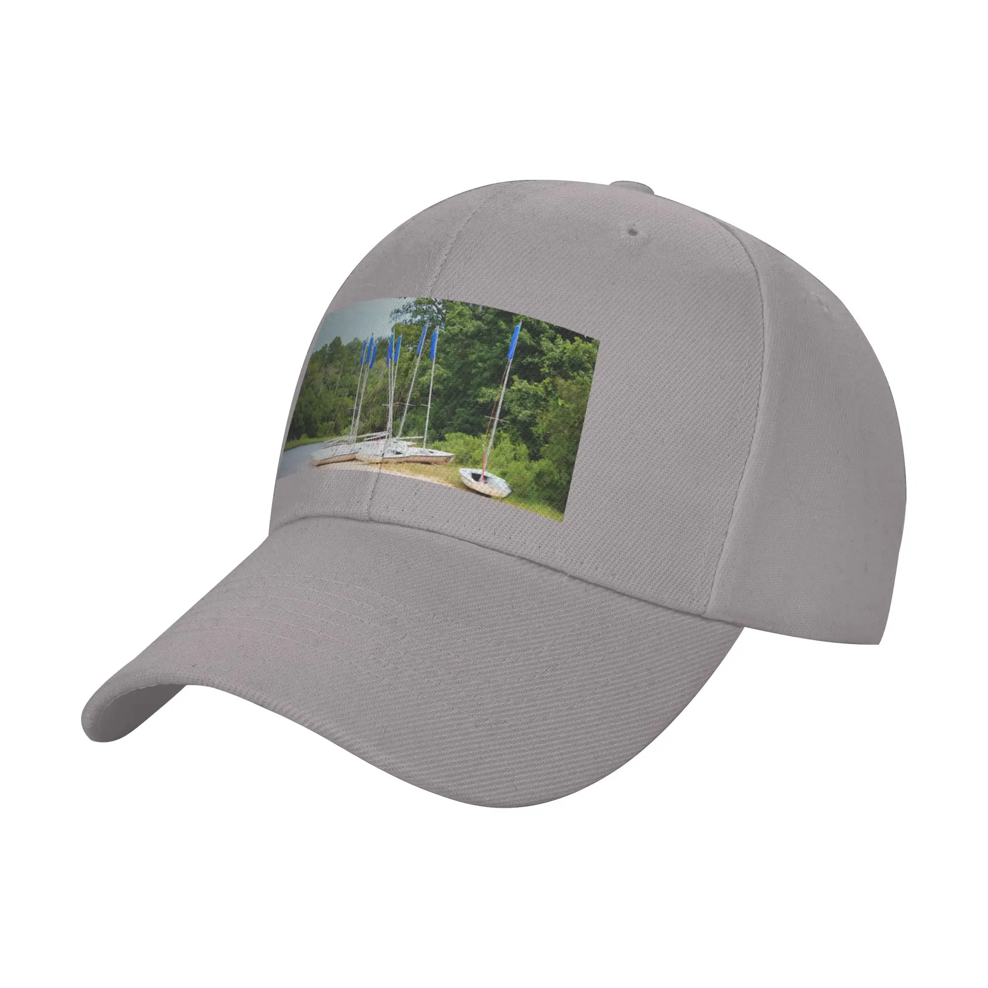Hot Sale Sailboats Resting on Tranquil Shore Baseball Cap  Snapback Luxury Hat  Outdoor Walking Luxury Hat