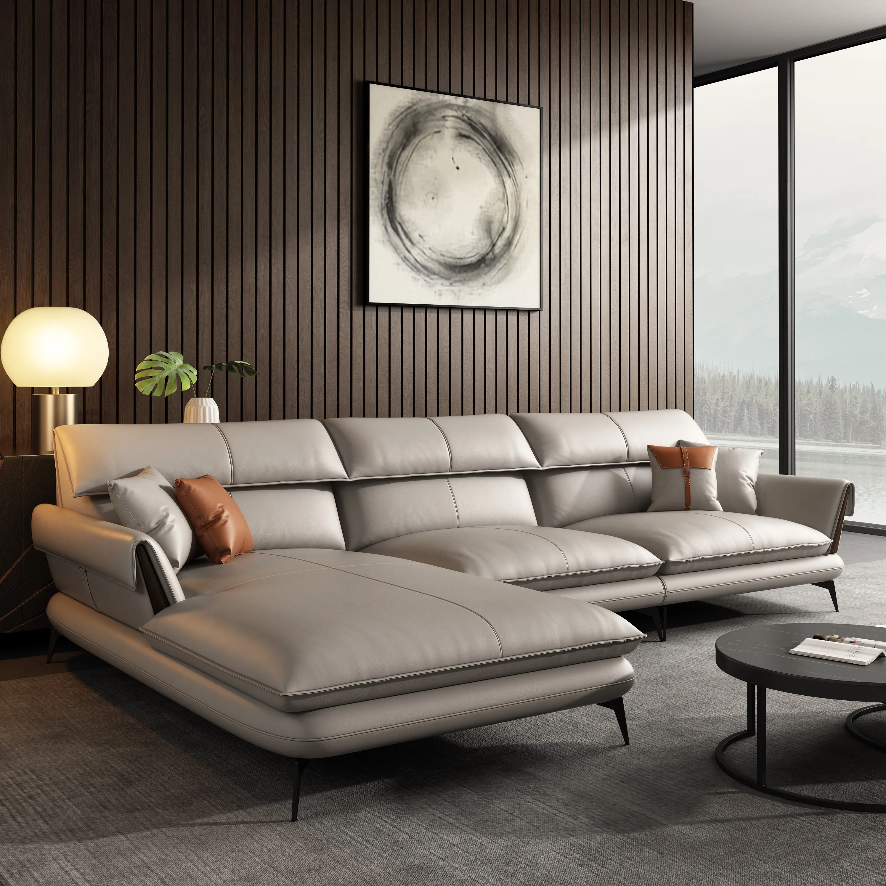 Best Seller Modern Leather Sofa Corner Simple Living Room Italian Luxury Leather Blue Sofa L Shaped Sectional Couch