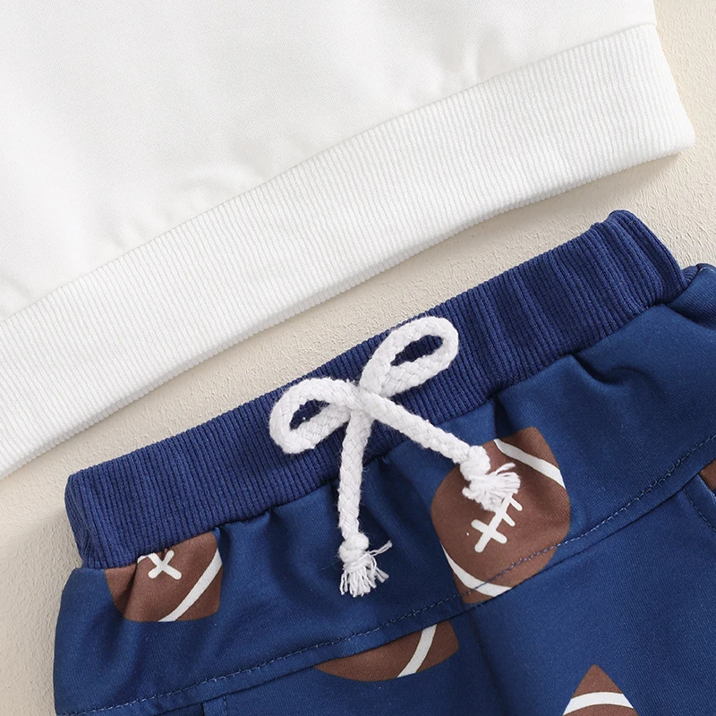 Lioraitiin-Conjunto de 2 piezas para niños pequeños, jersey de manga larga con estampado de letras, Tops, pantalones con estampado de Rugby, Otoño,