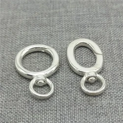 1 Sterling Silver Circle Oval Swivel Clasps 925 Silver Hinged Ring Push Clasp for Necklace