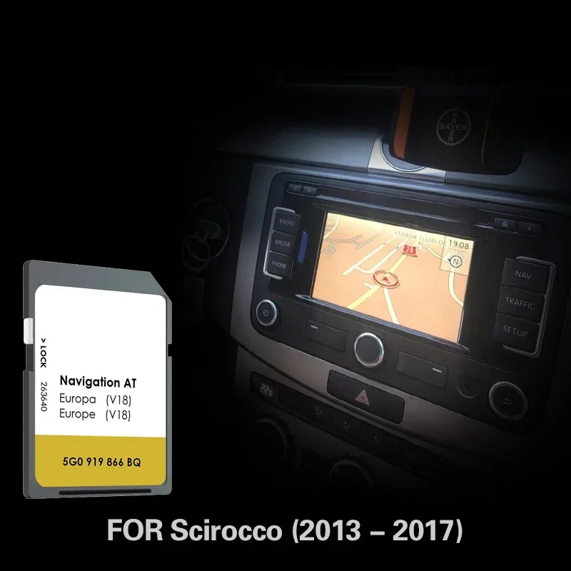 

AT V18 for VW Scirocco 2013 2017 Navigation MIB1 SD Map Memory Card Cover Estonia Spain France Monaco England