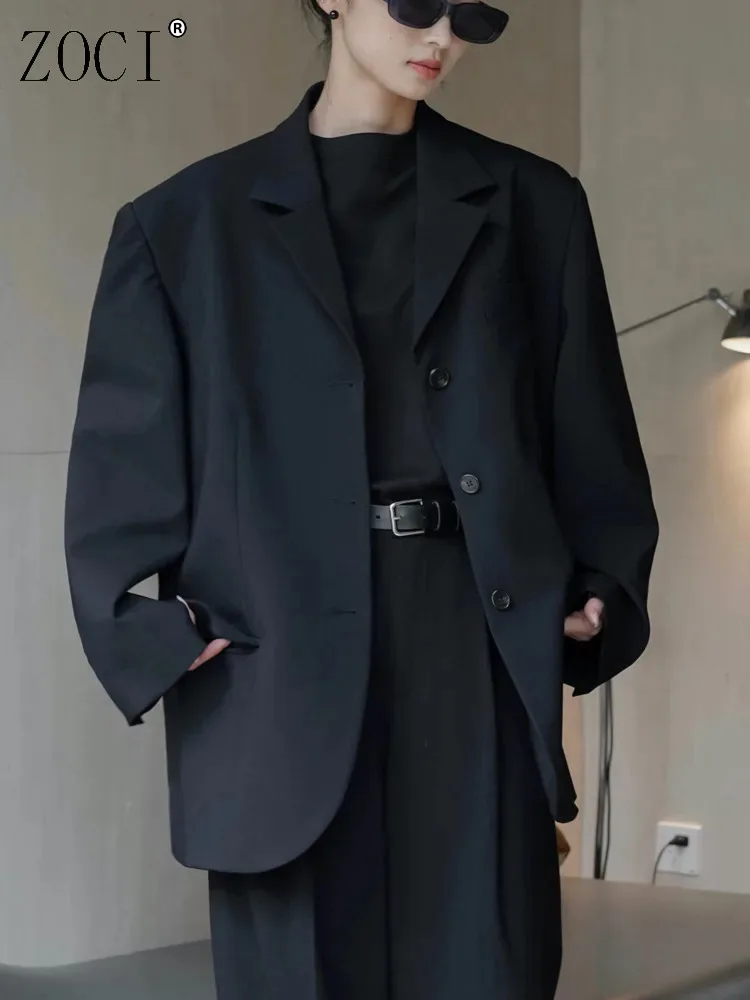 

ZOCI Women's Solid Color Blazers Casual Suit Jackets Office Lady Female Long Sleeve Notched Coats Old Money Style Fashion Tops